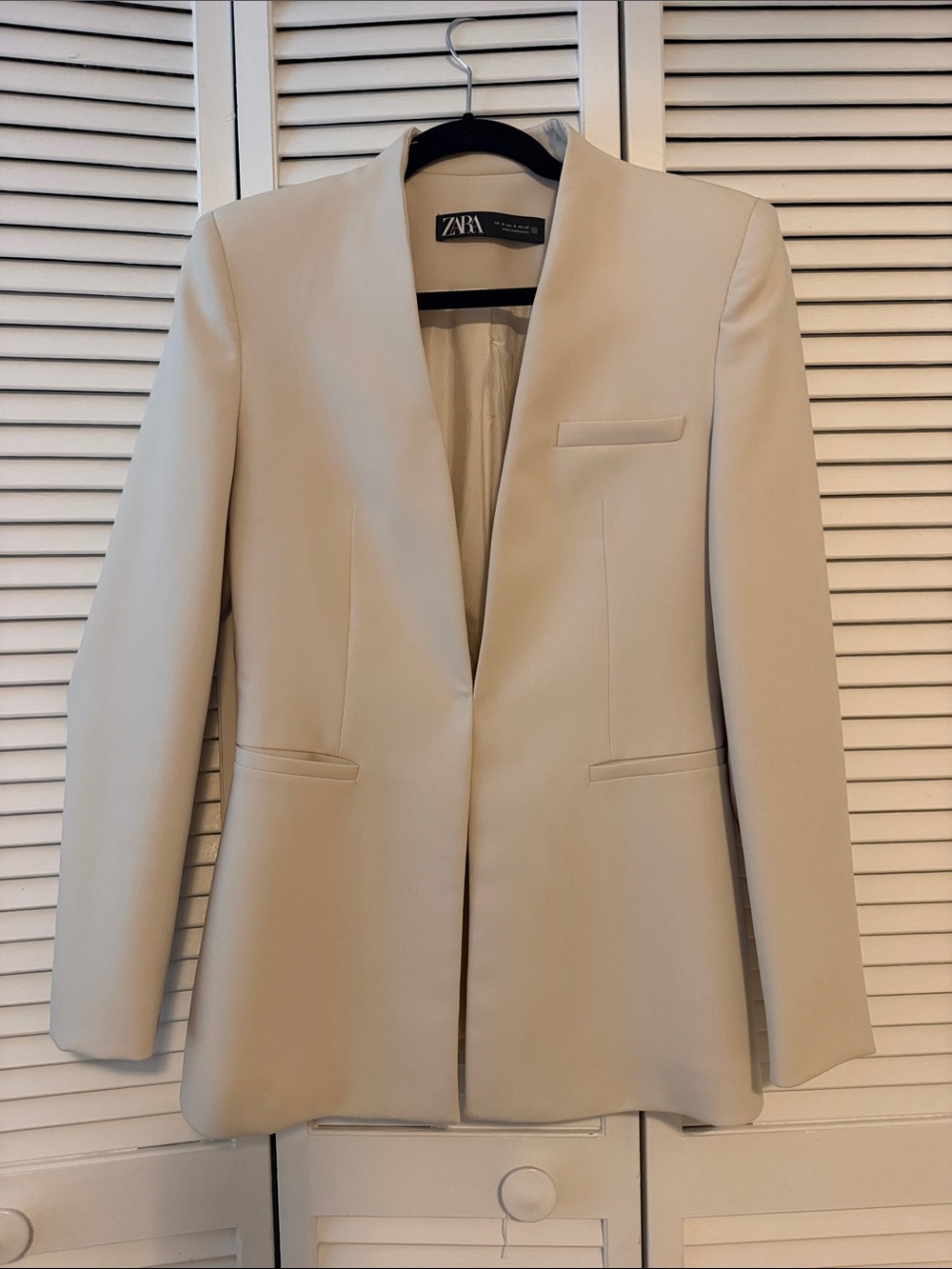 ZARA Cream Women's Longline Blazer